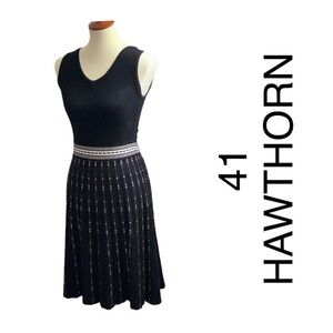 41 Hawthorn Black Bodice Black White Pleated Skirt Jumper Dress Small